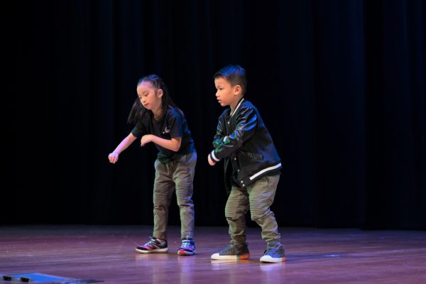 Fine momentum dance class students performing on stage