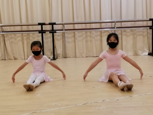 Fine momentum ballet classes for kids students doing ballet poses